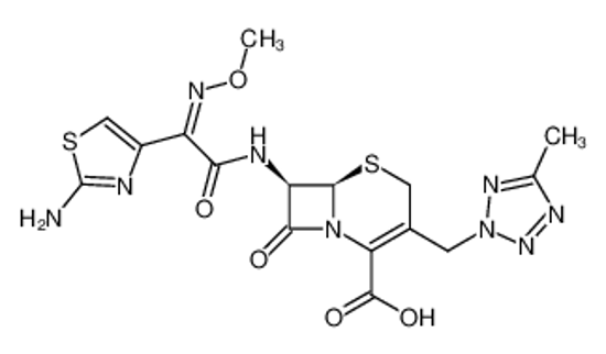 Picture of (6R,7R)-7-[[(2Z)-2-(2-amino-1,3-thiazol-4-yl)-2-methoxyiminoacetyl]amino]-3-[(5-methyltetrazol-2-yl)methyl]-8-oxo-5-thia-1-azabicyclo[4.2.0]oct-2-ene-2-carboxylic acid