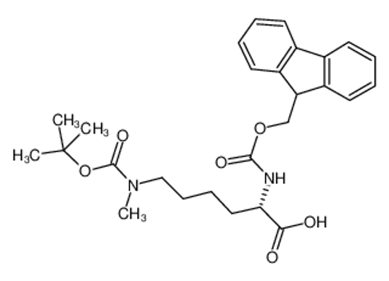 Picture of (2S)-2-(9H-fluoren-9-ylmethoxycarbonylamino)-6-[methyl-[(2-methylpropan-2-yl)oxycarbonyl]amino]hexanoic acid
