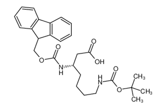 Picture of (3S)-3-(9H-fluoren-9-ylmethoxycarbonylamino)-7-[(2-methylpropan-2-yl)oxycarbonylamino]heptanoic acid
