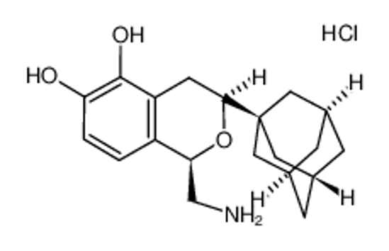 Picture of (1R,3S)-3-(adamantan-1-yl)-1-(aminomethyl)-3,4-dihydroisochromene-5,6-diol hydrochloride