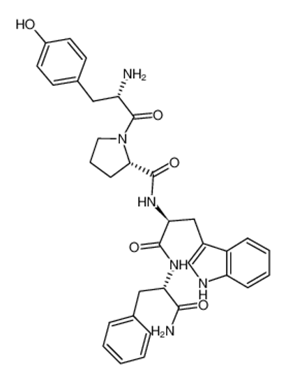 Picture of (2S)-1-[(2S)-2-amino-3-(4-hydroxyphenyl)propanoyl]-N-[(2S)-1-[[(2S)-1-amino-1-oxo-3-phenylpropan-2-yl]amino]-3-(1H-indol-3-yl)-1-oxopropan-2-yl]pyrrolidine-2-carboxamide