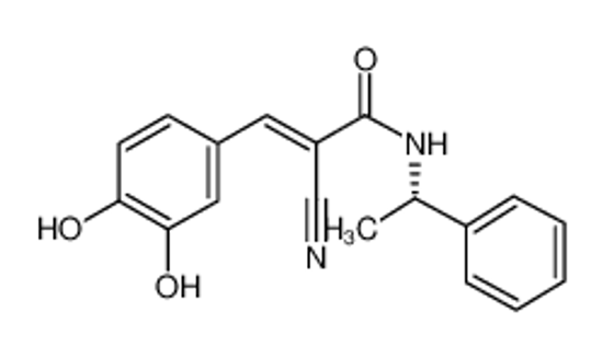 Picture of Tyrphostin B44, (+) enantiomer,(S)-(E)-2-Cyano-3-(3',4'-dihydroxyphenyl)-N-(1-phenylethyl)-2-propenamide
