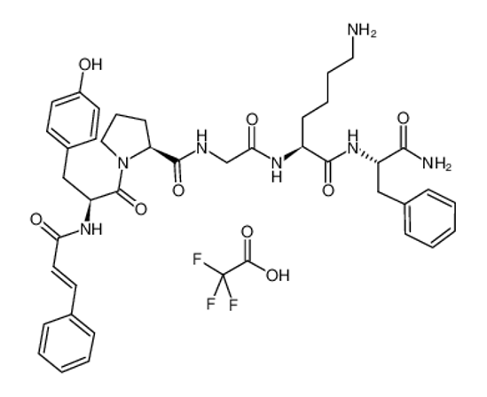 Picture of (2S)-N-[2-[[(2S)-6-amino-1-[[(2S)-1-amino-1-oxo-3-phenylpropan-2-yl]amino]-1-oxohexan-2-yl]amino]-2-oxoethyl]-1-[(2S)-3-(4-hydroxyphenyl)-2-[[(E)-3-phenylprop-2-enoyl]amino]propanoyl]pyrrolidine-2-carboxamide,2,2,2-trifluoroacetic acid