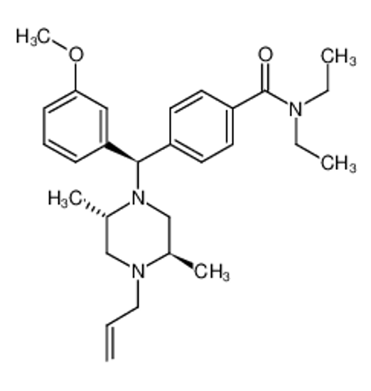 Picture of 4-[(R)-[(2S,5R)-2,5-dimethyl-4-prop-2-enylpiperazin-1-yl]-(3-methoxyphenyl)methyl]-N,N-diethylbenzamide