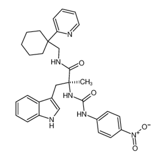 Picture of PD 168368,(S)-α-Methyl-α-[[[(4-nitrophenyl)amino]carbonyl]amino]-N-[[1-(2-pyridinyl)cyclohexyl]methyl]-1H-indole-3-propanamide