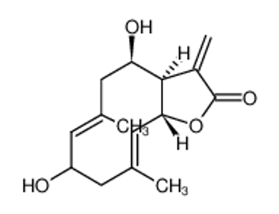 Picture of (3aR,4R,6Z,8S,10Z)-4,8-dihydroxy-6,10-dimethyl-3-methylidene-3a,4,5,8,9,11a-hexahydrocyclodeca[b]furan-2-one