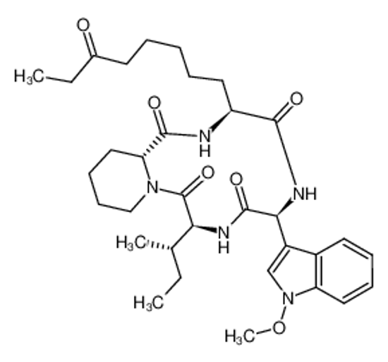 Picture of (3S,6S,9S,12R)-3-[(2S)-butan-2-yl]-6-[(1-methoxyindol-3-yl)methyl]-9-(6-oxooctyl)-1,4,7,10-tetrazabicyclo[10.4.0]hexadecane-2,5,8,11-tetrone