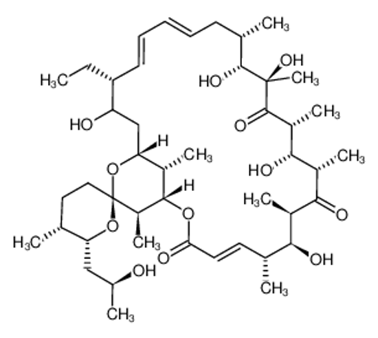 Picture of (4S,5E,5'S,6'S,7E,10R,11S,12R,14S,15R,16R,18S,19R,20S,21E,26S)-4-ethyl-3,11,12,15,19-pentahydroxy-6'-[(2R)-2-hydroxypropyl]-5',10,11,12,14,16,18,20,26-nonamethylspiro[24,28-dioxabicyclo[23.3.1]nonacosa-5,7,21-triene-27,2'-oxane]-13,17,23-trione