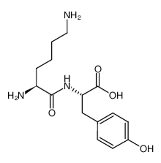 Picture of (2S)-2-[[(2S)-2,6-diaminohexanoyl]amino]-3-(4-hydroxyphenyl)propanoic acid