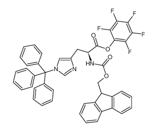 Picture of (2,3,4,5,6-pentafluorophenyl) (2S)-2-(9H-fluoren-9-ylmethoxycarbonylamino)-3-(1-tritylimidazol-4-yl)propanoate