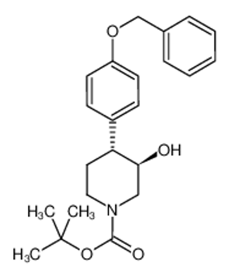 Picture of 1-Piperidinecarboxylic acid, 3-hydroxy-4-[4-(phenylmethoxy)phenyl]-, 1,1-dimethylethyl ester, trans-