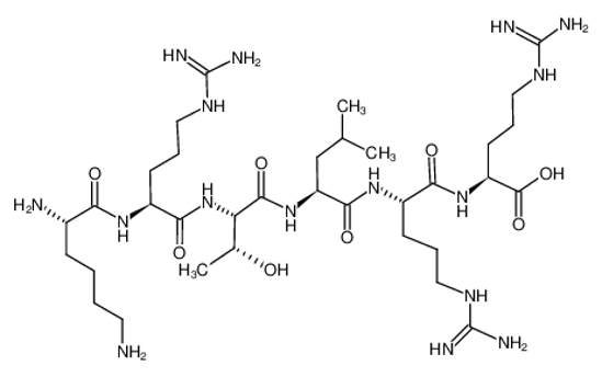 Picture of 2-[[2-[[2-[[2-[[2-(2,6-diaminohexanoylamino)-5-(diaminomethylideneamino)pentanoyl]amino]-3-hydroxybutanoyl]amino]-4-methylpentanoyl]amino]-5-(diaminomethylideneamino)pentanoyl]amino]-5-(diaminomethylideneamino)pentanoic acid