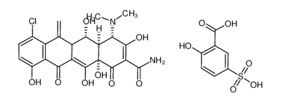 Picture of (4S,4aR,5S,5aR,12aR)-7-chloro-4-(dimethylamino)-1,5,10,11,12a-pentahydroxy-6-methylidene-3,12-dioxo-4,4a,5,5a-tetrahydrotetracene-2-carboxamide,2-hydroxy-5-sulfobenzoic acid