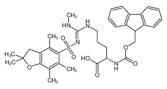Изображение (2S)-2-(9H-fluoren-9-ylmethoxycarbonylamino)-5-[[N'-methyl-N-[(2,2,4,6,7-pentamethyl-3H-1-benzofuran-5-yl)sulfonyl]carbamimidoyl]amino]pentanoic acid