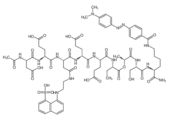 Изображение Ac-Asp-Glu-Asp(EDANS)-Glu-Glu-Abu-L-lactoyl-Ser-Lys(DABCYL)-NH2