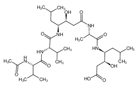 Picture of (3S,4S)-4-[[(2S)-2-[[(3S,4S)-4-[[(2S)-2-[[(2S)-2-acetamido-3-methylbutanoyl]amino]-3-methylbutanoyl]amino]-3-hydroxy-6-methylheptanoyl]amino]propanoyl]amino]-3-hydroxy-6-methylheptanoic acid