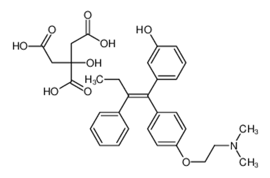 Picture of 3-[(E)-1-[4-[2-(dimethylamino)ethoxy]phenyl]-2-phenylbut-1-enyl]phenol,2-hydroxypropane-1,2,3-tricarboxylic acid