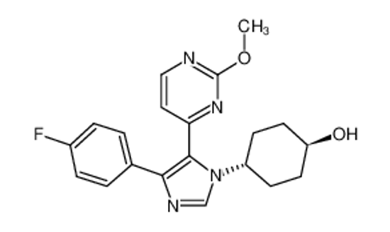 Picture of 4-[4-(4-fluorophenyl)-5-(2-methoxypyrimidin-4-yl)imidazol-1-yl]cyclohexan-1-ol