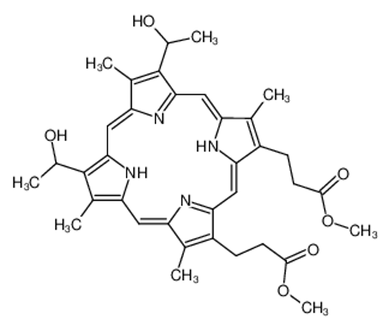 Picture of Hematoporphyrin IX dimethyl ester,Dimethyl-8,13-bis(1-hydroxyethyl)-3,7,12,17-tetramethyl-21H,23H-porphine-2,18-dipropionate