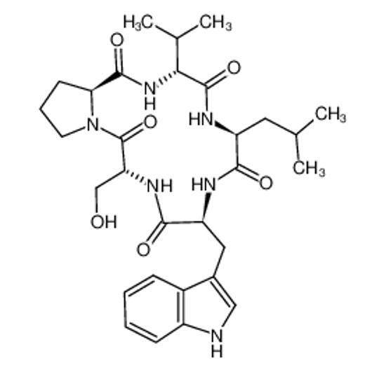 Picture of (3R,6R,9S,12R,15S)-3-(hydroxymethyl)-6-(1H-indol-3-ylmethyl)-9-(2-methylpropyl)-12-propan-2-yl-1,4,7,10,13-pentazabicyclo[13.3.0]octadecane-2,5,8,11,14-pentone