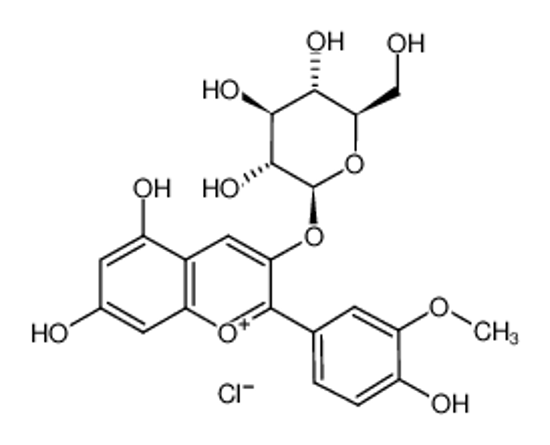 Picture of (2S,3R,4S,5S,6R)-2-[5,7-dihydroxy-2-(4-hydroxy-3-methoxyphenyl)chromenylium-3-yl]oxy-6-(hydroxymethyl)oxane-3,4,5-triol,chloride