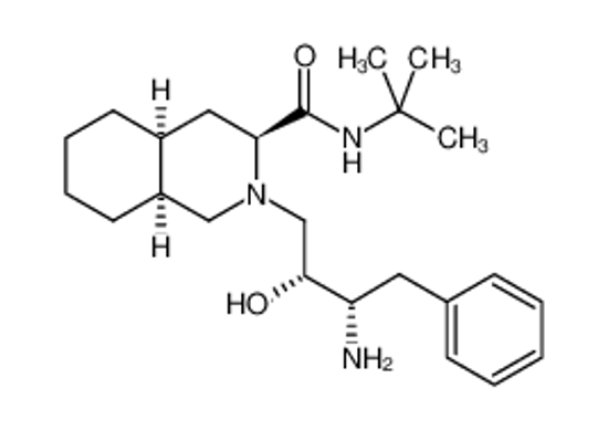 Picture of (3S,4aS,8aS)-2-[(3S)-3-amino-2-hydroxy-4-phenylbutyl]-N-tert-butyl-3,4,4a,5,6,7,8,8a-octahydro-1H-isoquinoline-3-carboxamide