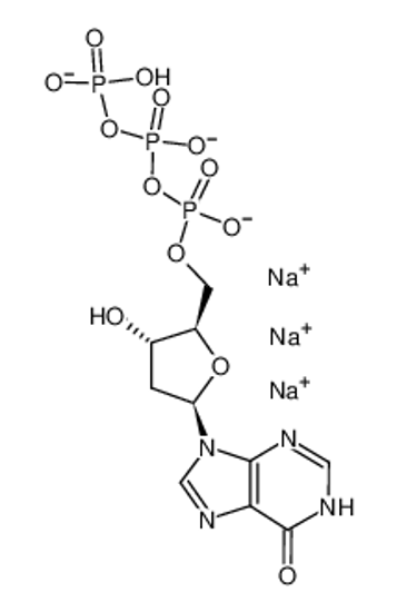 Picture of trisodium,[[[(2R,3S,5R)-3-hydroxy-5-(6-oxo-3H-purin-9-yl)oxolan-2-yl]methoxy-oxidophosphoryl]oxy-oxidophosphoryl] hydrogen phosphate