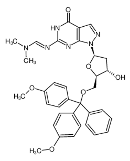 Picture of 5'-O-DIMETHOXYTRITYL-N2-(N,N-DIMETHYLAMINOMETHYLENE)-8-AZA-7-DEAZA-2'-DEOXYGUANOSINE