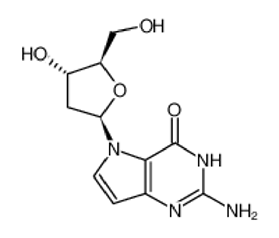 Picture of 9-DEAZA-2'-DEOXYGUANOSINE (2-AMINO-7-(β-D-2-DEOXYRIBOFURANOSYL)PYRROLO[3,2-D]PYRIMIDIN-4-ONE)