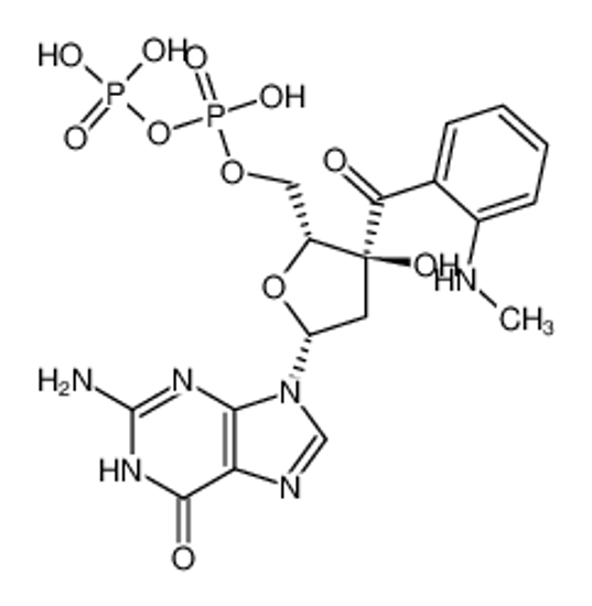 Picture of [(2R,3S,5S)-5-(2-amino-6-oxo-3H-purin-9-yl)-3-hydroxy-3-[2-(methylamino)benzoyl]oxolan-2-yl]methyl phosphono hydrogen phosphate