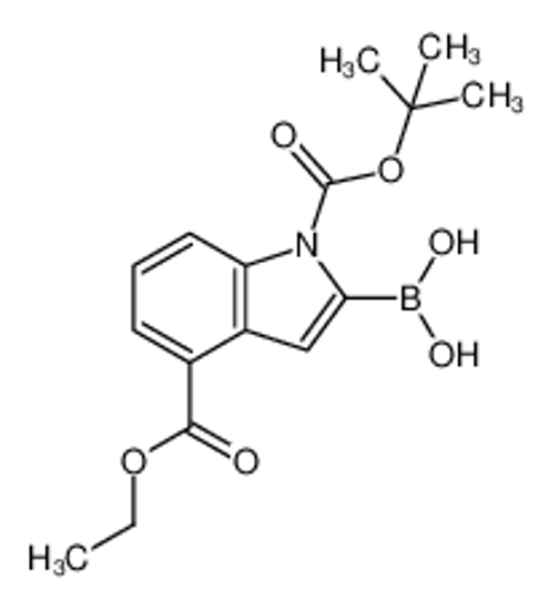 Picture of (1-(tert-Butoxycarbonyl)-4-(ethoxycarbonyl)-1H-indol-2-yl)boronic acid