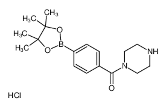 Picture of 1-Piperazinyl[4-(4,4,5,5-tetramethyl-1,3,2-dioxaborolan-2-yl)phen yl]methanone hydrochloride (1:1)