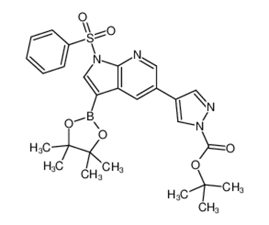 Изображение 2-Methyl-2-propanyl 4-[1-(phenylsulfonyl)-3-(4,4,5,5-tetramethyl- 1,3,2-dioxaborolan-2-yl)-1H-pyrrolo[2,3-b]pyridin-5-yl]-1H-pyrazo le-1-carboxylate