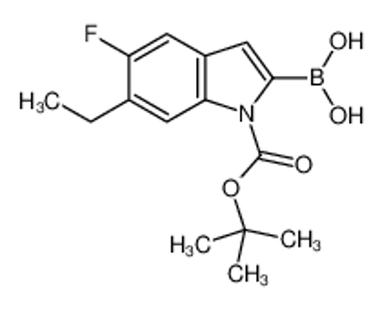 Picture of (6-Ethyl-5-fluoro-1-{[(2-methyl-2-propanyl)oxy]carbonyl}-1H-indol -2-yl)boronic acid