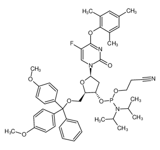 Picture of 5'-O-(4,4'-DIMETHOXYTRITYL)-5-FLUORO-O4-(2,4,6-TRIMETHYLPHENYL)-2'-DEOXYURIDINE, 3'-[(2-CYANOETHYL)-(N,N-DIISOPROPYL)]PHOSPHORAMIDITE