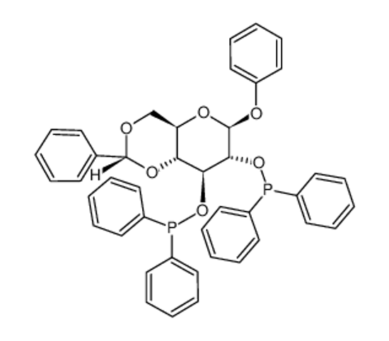Picture of (-)-PHENYL-4,6-O-(R)-BENZYLIDENE-2,3-O-BIS-(DIPHENYLPHOSPHINO)-β-D-GLUCOPYRANOSIDE