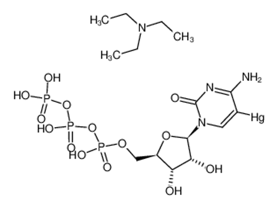 Picture of [4-amino-1-[(2R,3R,4S,5R)-3,4-dihydroxy-5-[[hydroxy-[hydroxy(phosphonooxy)phosphoryl]oxyphosphoryl]oxymethyl]oxolan-2-yl]-2-oxopyrimidin-5-yl]mercury,N,N-diethylethanamine