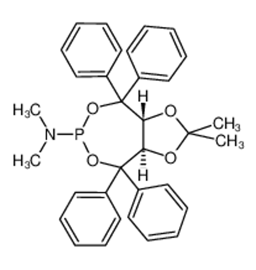 Picture of (3aR,8aR)-N,N,2,2-tetramethyl-4,4,8,8-tetraphenyl-3a,8a-dihydro-[1,3]dioxolo[4,5-e][1,3,2]dioxaphosphepin-6-amine