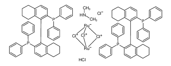 Picture of Dimethylammonium dichlorotri(?chloro)bis[(R)-(+)-2,2'-bis(diphenylphosphino)-5,5',6,6',7,7',8,8'-octahydro-1,1'-binaphthyl]diruthenate(II) [NH2Me2][{RuCl((R)-H8-binap)}2(?Cl)3]