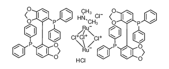 Picture of Dimethylammonium dichlorotri(?chloro)bis[(R)-(+)-5,5'-bis(diphenylphosphino)-4,4'-bi-1,3-benzodioxole]diruthenate(II) [NH2Me2][{RuCl((R)-segphos)}2(?Cl)3]