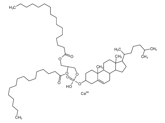 Picture of calcium,[3-[[10,13-dimethyl-17-(6-methylheptan-2-yl)-2,3,4,7,8,9,11,12,14,15,16,17-dodecahydro-1H-cyclopenta[a]phenanthren-3-yl]oxy-hydroxyphosphoryl]oxy-2-hexadecanoyloxypropyl] hexadecanoate