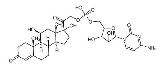 Picture of Pregn-4-ene-3,20-dione, 11,17-dihydroxy-21-(phosphonooxy)-, 5'-ester with 4-amino-1-.β.-D-arabinofuranosyl-2(1H)-pyrimidinone, (11.β.)-