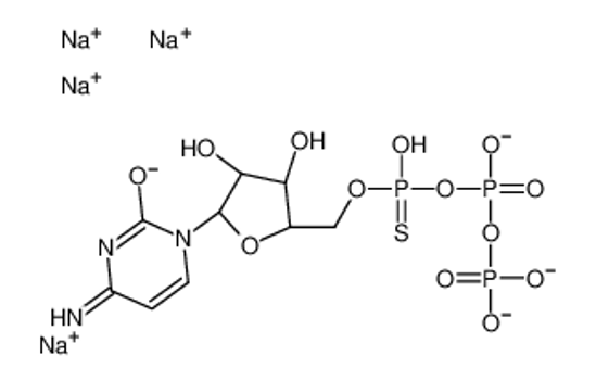 Picture of Tetrasodium 4-amino-1-[5-O-(oxido{[(phosphonatooxy)phosphinato]ox y}phosphorothioyl)-β-D-arabinofuranosyl]-2(1H)-pyrimidinone