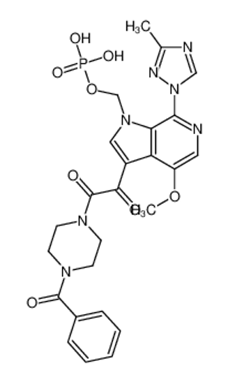 Picture of [3-[2-(4-benzoylpiperazin-1-yl)-2-oxoacetyl]-4-methoxy-7-(3-methyl-1,2,4-triazol-1-yl)pyrrolo[2,3-c]pyridin-1-yl]methyl dihydrogen phosphate
