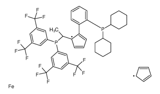 Picture of bis[3,5-bis(trifluoromethyl)phenyl]-[(1R)-1-[2-(2-dicyclohexylphosphanylphenyl)cyclopenta-2,4-dien-1-yl]ethyl]phosphane,cyclopenta-1,3-diene,iron(2+)