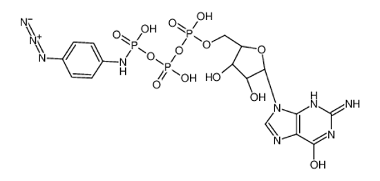 Picture of [[[(2R,3S,4R,5R)-5-(2-amino-6-oxo-3H-purin-9-yl)-3,4-dihydroxyoxolan-2-yl]methoxy-hydroxyphosphoryl]oxy-hydroxyphosphoryl]oxy-N-(4-azidophenyl)phosphonamidic acid
