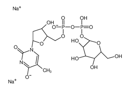 Изображение disodium,[[(2R,3S,5R)-3-hydroxy-5-(5-methyl-2,4-dioxopyrimidin-1-yl)oxolan-2-yl]methoxy-oxidophosphoryl] [(2R,3R,4S,5S,6R)-3,4,5-trihydroxy-6-(hydroxymethyl)oxan-2-yl] phosphate