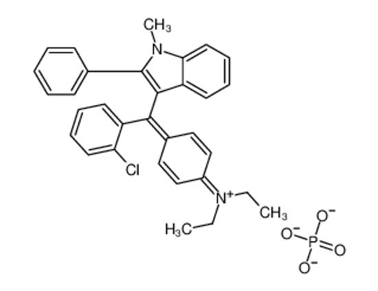 Picture of 4-[(E)-(2-chlorophenyl)-(1-methyl-2-phenylindol-1-ium-3-ylidene)methyl]-N,N-diethylaniline,dihydrogen phosphate
