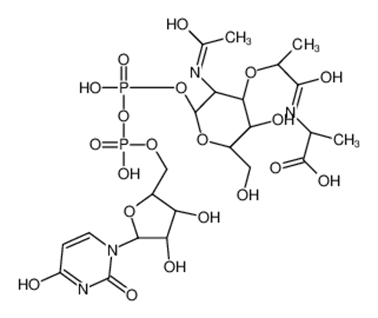Picture of (2R)-2-[[(2R)-2-[(3R,4R,5S,6R)-3-acetamido-2-[[[(2R,3S,4R,5R)-5-(2,4-dioxopyrimidin-1-yl)-3,4-dihydroxyoxolan-2-yl]methoxy-hydroxyphosphoryl]oxy-hydroxyphosphoryl]oxy-5-hydroxy-6-(hydroxymethyl)oxan-4-yl]oxypropanoyl]amino]propanoic acid
