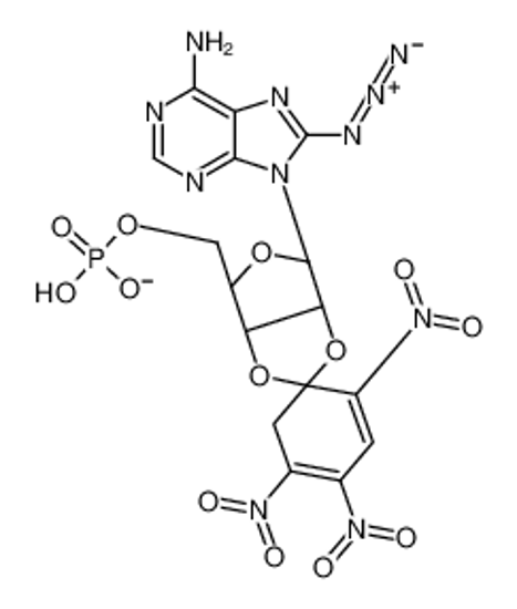 Picture of [(3aR,4R,6R,6aR)-4-(6-amino-8-azidopurin-9-yl)-1',2',4'-trinitrospiro[3a,4,6,6a-tetrahydrofuro[3,4-d][1,3]dioxole-2,5'-cyclohexa-1,3-diene]-6-yl]methyl hydrogen phosphate